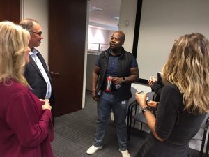 a goup of people talking